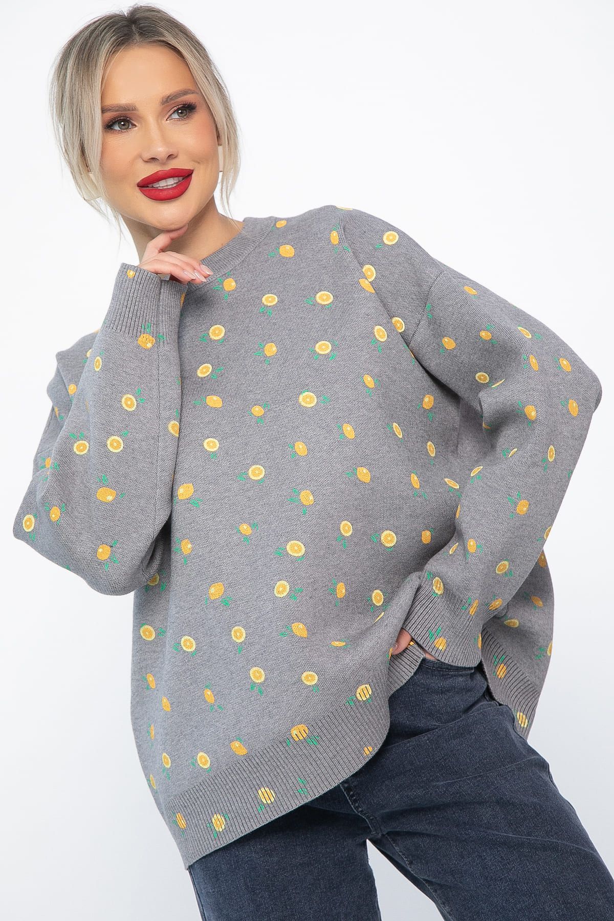 Свитер оверсайз Анита (серый) Б14759-1М