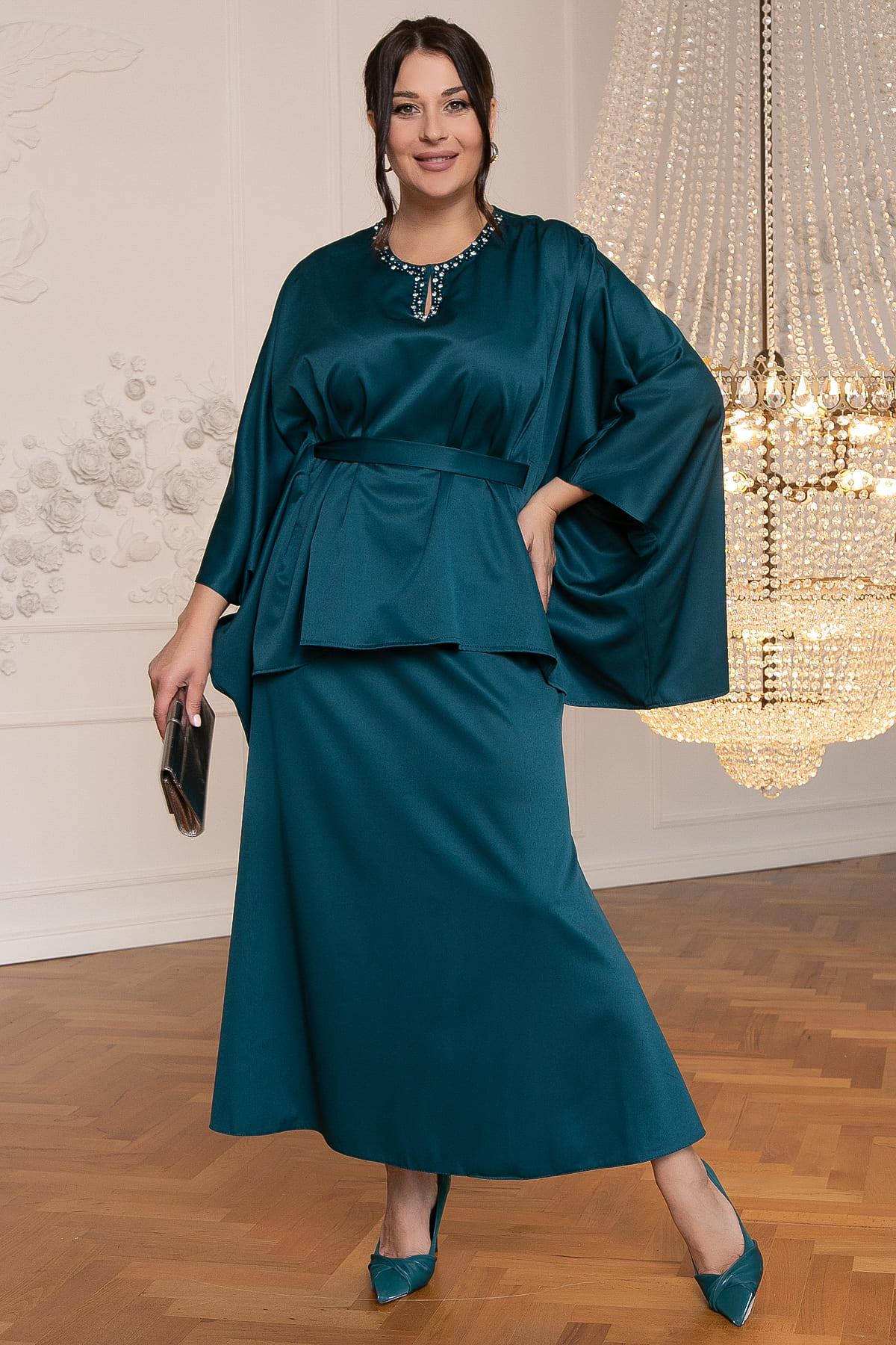 Костюм с юбкой Альсия (изумрудный) К14392-5М